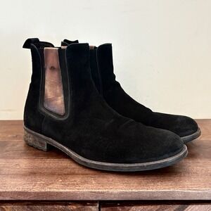 Magnanni Black Suede Chelsea Boots Mens 8.5 EU 41.5 Made In Spain Leather Luxury